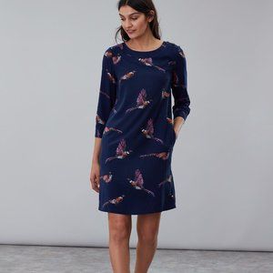 Joules Pheasant Print Daisy Dress Navy Blue US 6